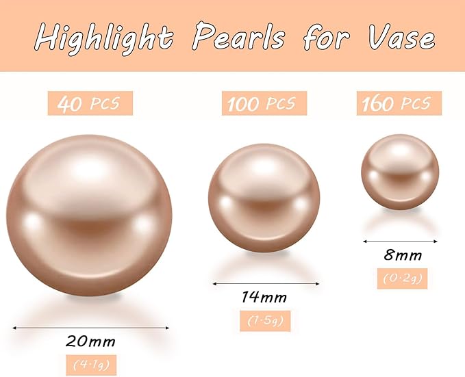 300Pcs Champagne Polished No Hole Faux Pearl Beads - Image 2