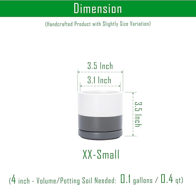D'vine Dev Set of 4 Small Ceramic Plant Pots, 3.5 Inch Succulent Planter Pot - Image 2