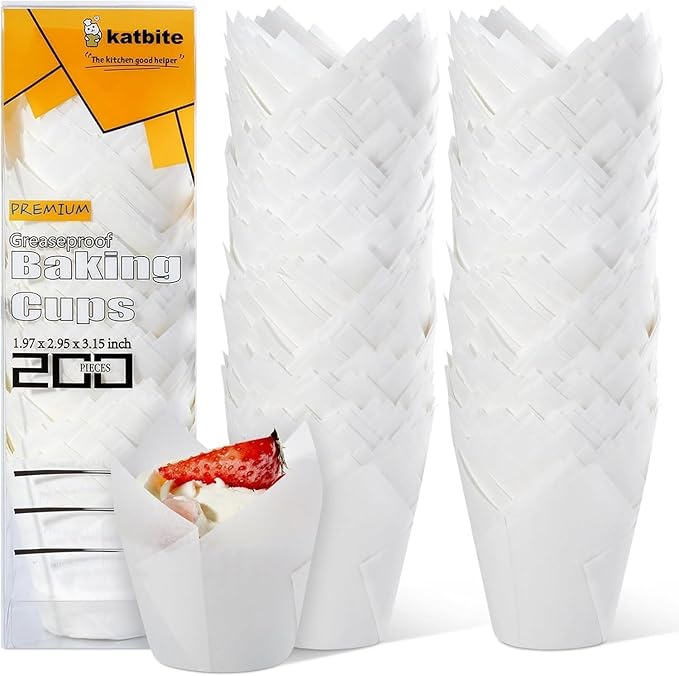 Katbite Tulip Cupcake Liners 200PCS, Muffin Baking Cupcake Liners Holders by katbite