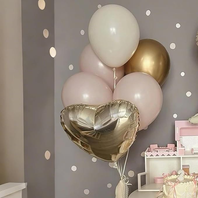 Champagne Gold Cream Heart Balloons - Image 6