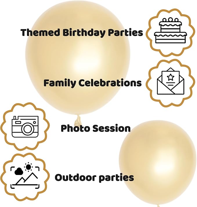 110pcs Metallic Gold Balloons, Metallic Gold Latex Balloons 12 inch - Image 3