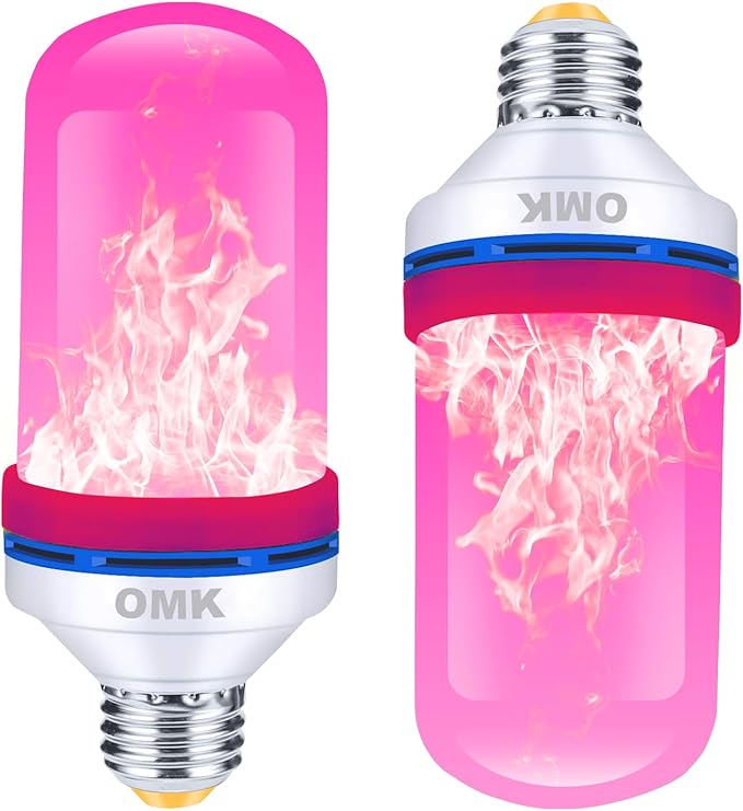 OMK Upgraded Pink LED Flame Light Bulb by OMK
