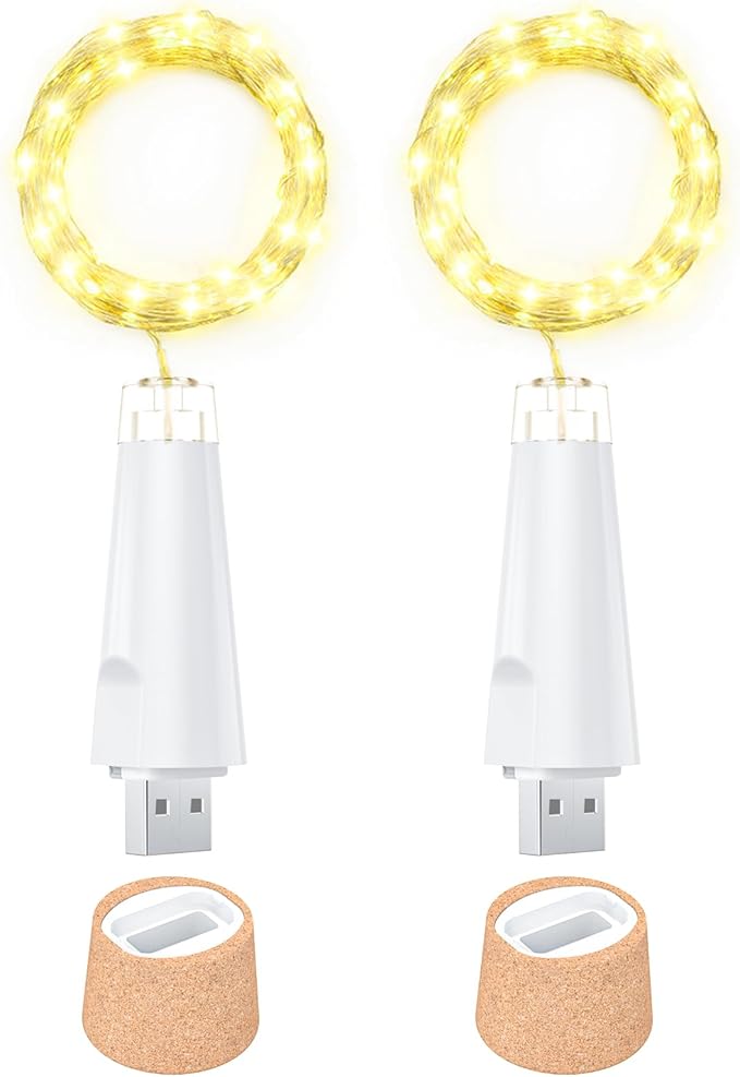 USB Bottle Lights Rechargeable Wine Bottle Fairy Lights Cork LED String Lights by Unknown