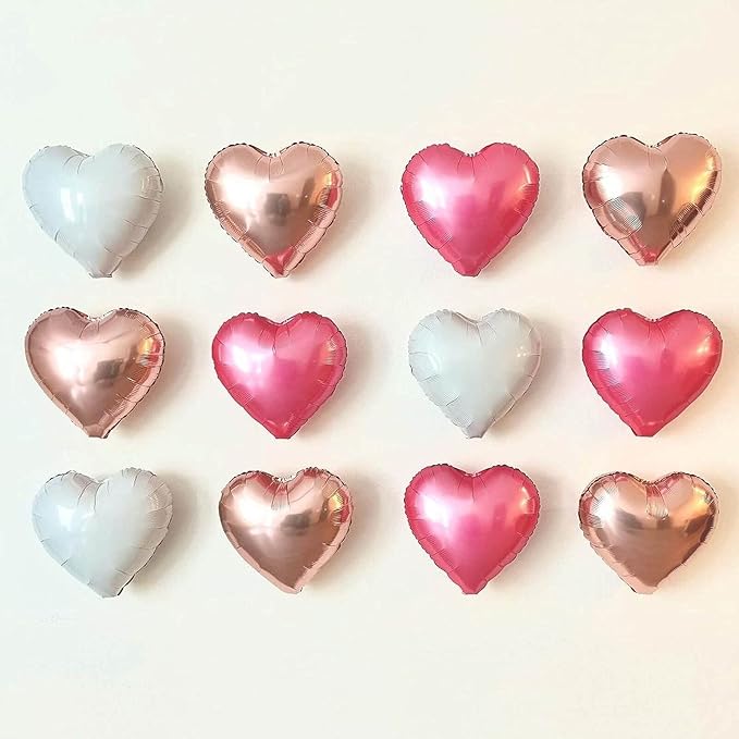 10Pcs Grey White Foil Heart Shaped Balloons 18 Inch Mylar - Image 5