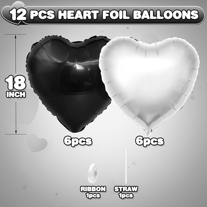Black Silver Heart Balloons - Image 2