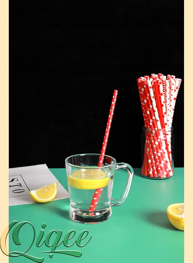 Red Paper Straws for Drinking Red Disposable Straws 150pcs Disposable Straws - Image 6