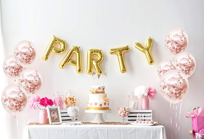 Rose Gold Confetti Latex Balloons - Image 6
