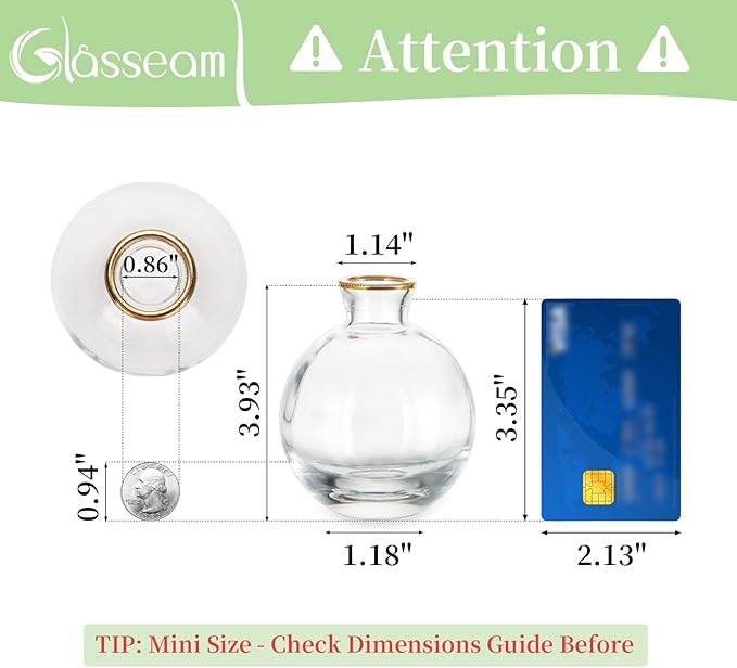 Glass Bud Vase for Centerpieces: 12Pcs Glasseam Gold Rim Mini Small Vases for - Image 2