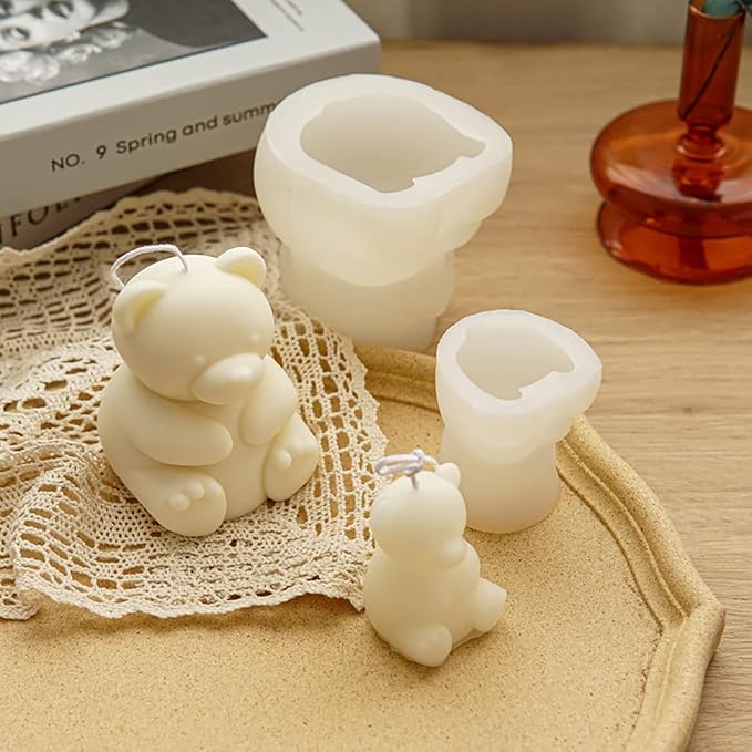 2 Pack Cute Bear Scented Candle Mold Bear Mold Silicone Mold - Image 2