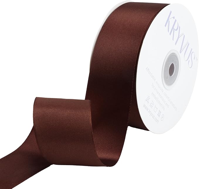 Dark Brown Satin Ribbon 1-1/2 inch X Continuous 50 Yards, Single Face Polyester by Kryvusribbon