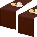 2 Pack Chocolate Small Short Table Runner 12 x 36 Inch Solid Color Runners by mylacerhome