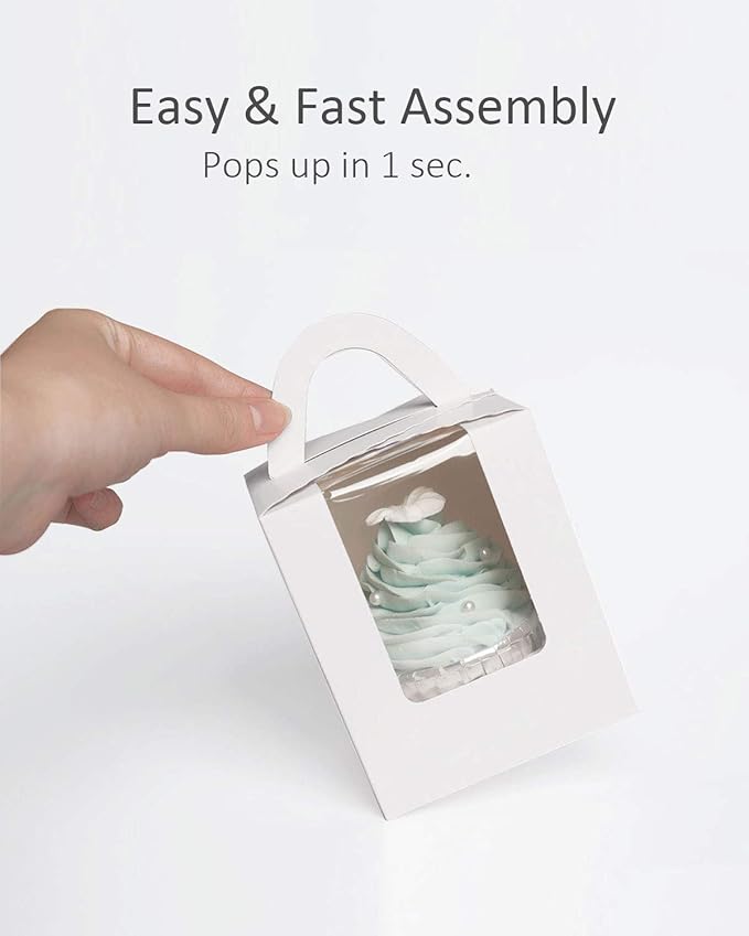 qiqee 60pcs Cupcake Boxes Individual Disposable White Single Box - Image 3