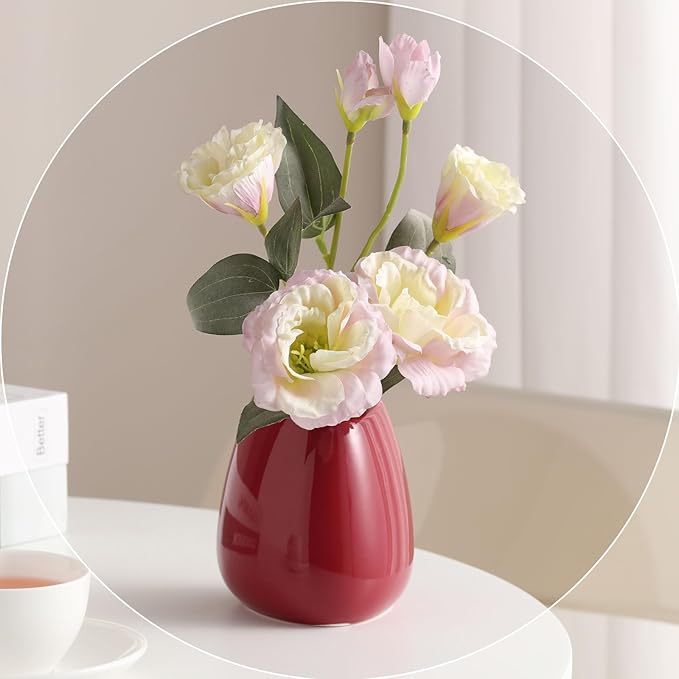 hjn Ceramic Vase Set of 3 Red Flower Vase - Image 4