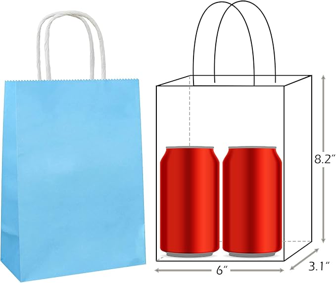 25 PCS Small Gift Bags Blue Kraft Paper Bags - Image 2