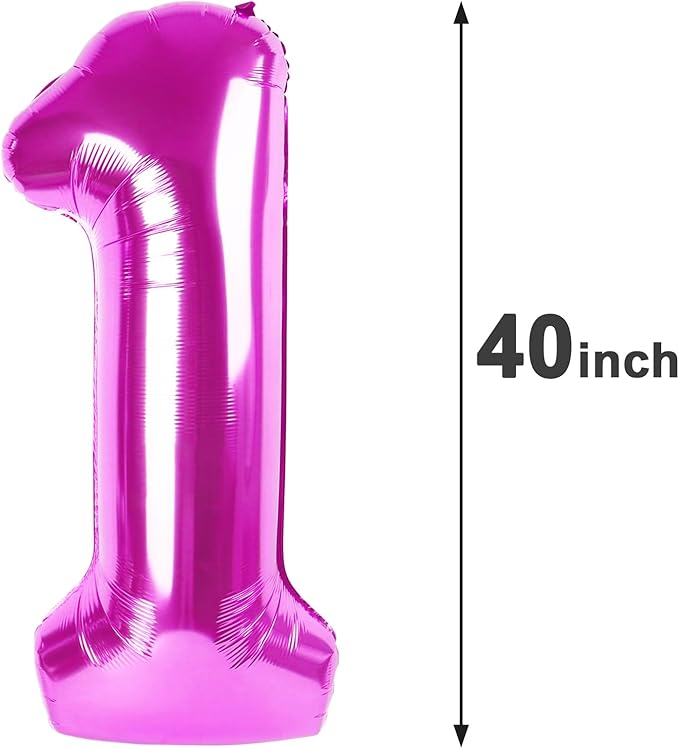 Rosy Purple Number 1 Balloon 40 inch, Number 1 Birthday Balloons - Image 2