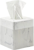 White Tissue Box Cover Square Resin Tissue Holder by Polytree