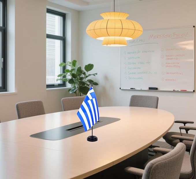 Greece Desk Flag 12" Solid Pole Deluxe Set Greek Flags Banner Mini Small Greece - Image 6