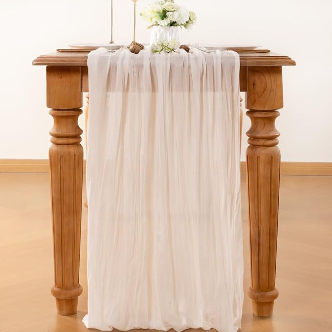 Ivory Table Runner Cheesecloth Table Runner 14FT Farmhouse Table Runners 160 - Image 3