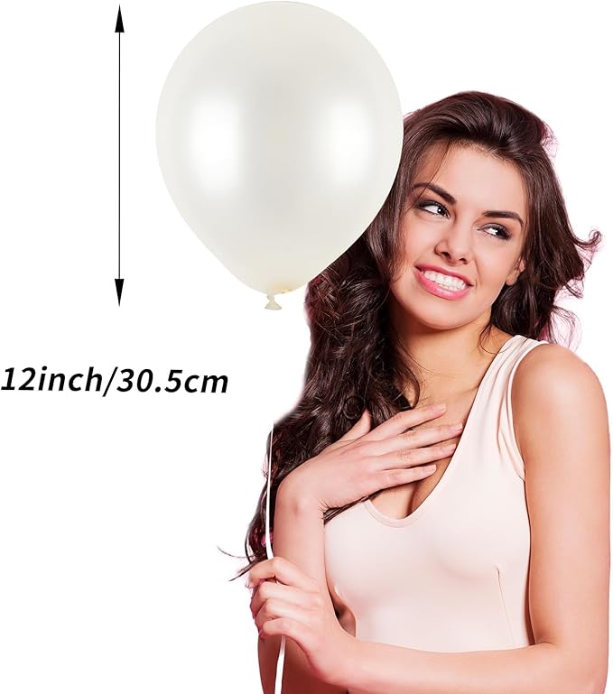 White Balloons, 12 Inch Pearl White Balloons - Image 4