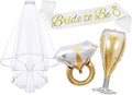 4PCS Bachelorette Blue Sash and Veil by Unknown