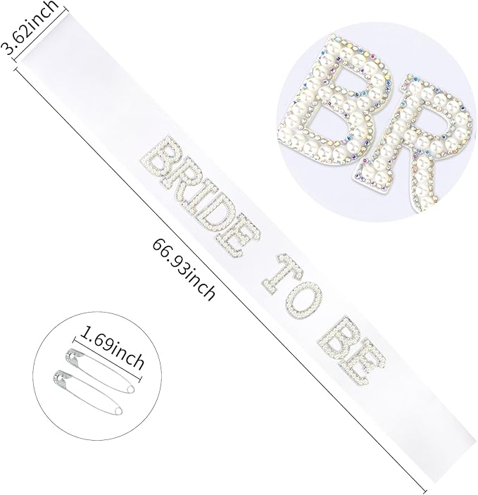 White Bride to Be Sash Bachelorette Party Decorations Bridal Shower Engagement - Image 6