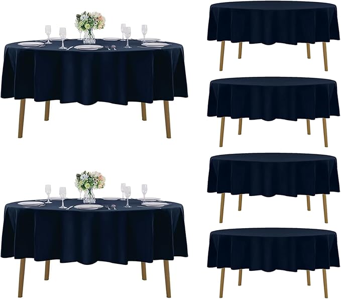 Fokitut 6 Pack Round Tablecloth, 70 Inch, Stain Resistant and Wrinkle Polyester by Fokitut