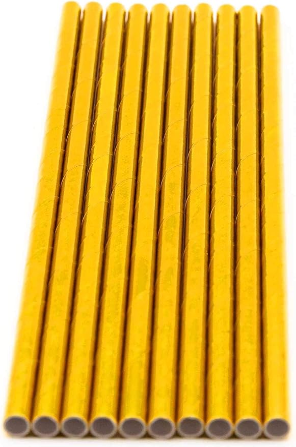 Pack of 150 Gold Foil Biodegradable 4-Ply Paper Drinking Straws - Image 2