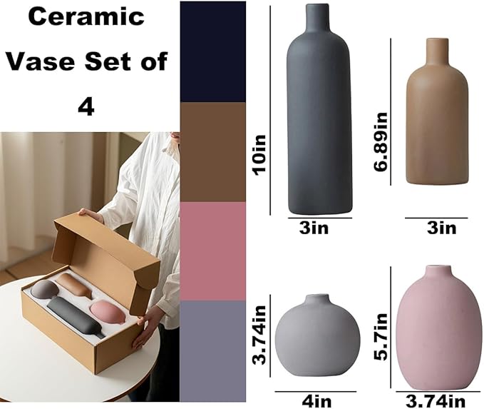 Modern Ceramic Vase Set, Neutral Colors, Decorative Vases - Image 2