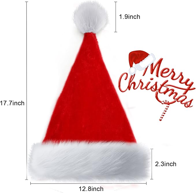 Santa Hat for Adults Christmas Hat Red Velvet Double-Layer Thickening Unisex - Image 6