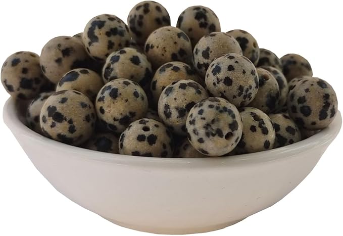 Stone Beads 6mm 140pcs Dalmation Spot Jasper Beads Round Loose Gemstones Beads by ABOKOY