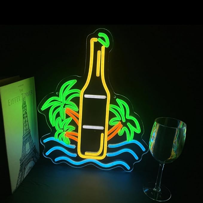 Palm Tree Beer Bottle Neon Sign Dimmable LED Neon Light - Image 4