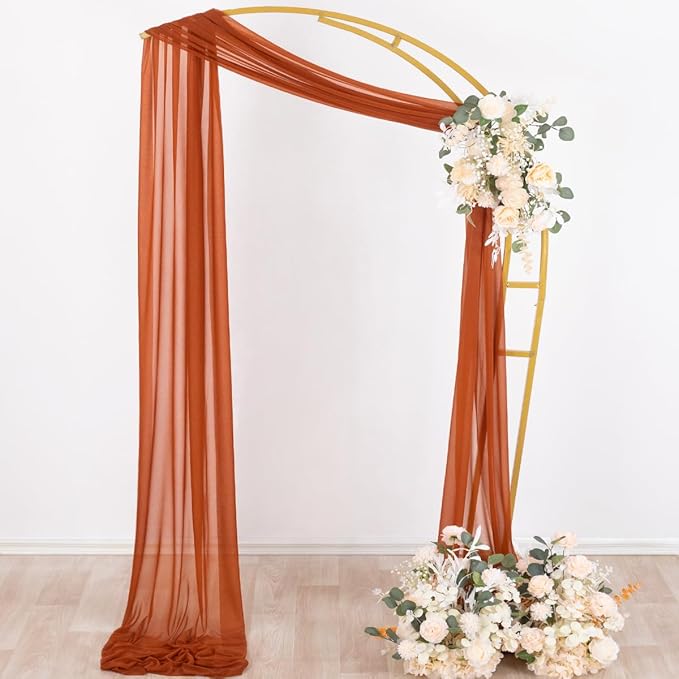 Socomi Terracotta Sheer Wedding Decor Fall Draping Fabric 29" x 20Ft 4 Panels - Image 3