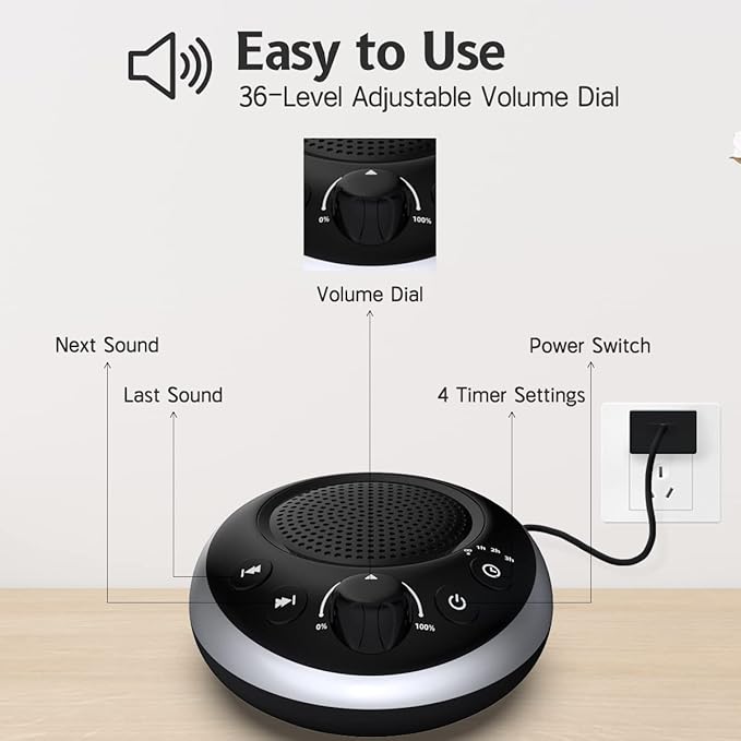 Sound Machine Loud White Noise Machine Nonstop Brown Noise Machine 30 Soothing - Image 3