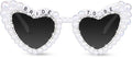 Bride Sunglasses for Bachelorette White Heart Glasses for Bride to Be Gift by Suwaoo