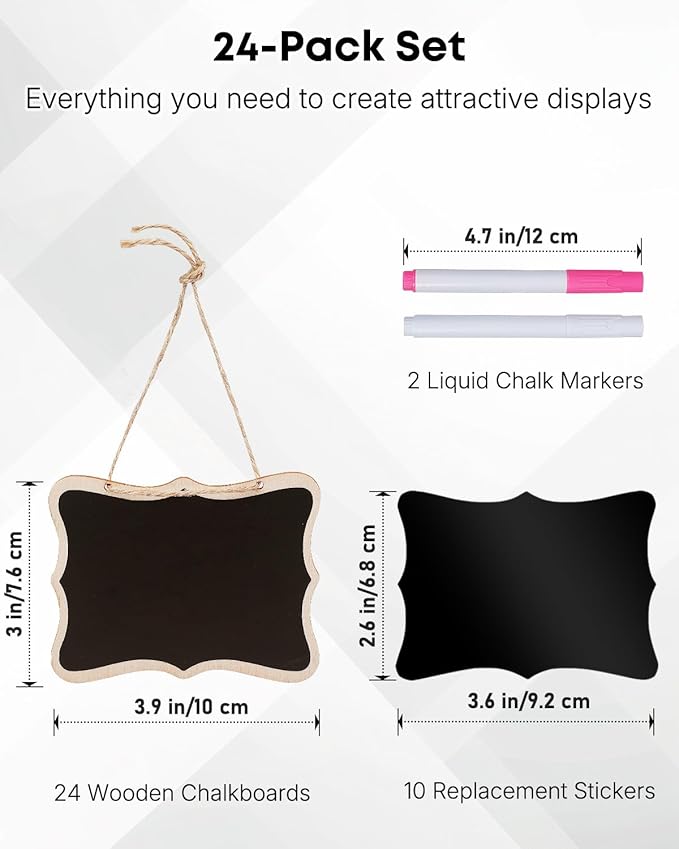 Uniclife 24 Pack Mini Chalkboard Signs - Image 2