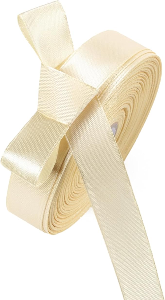 5/8 Inch Ivory Satin Ribbon 50 Yards Solid Fabric Ribbons by Celadora