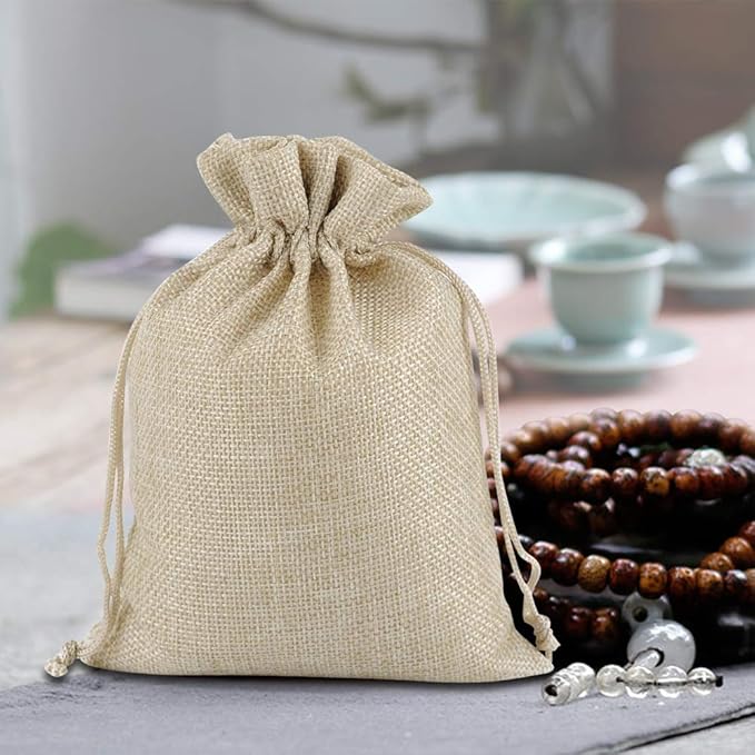 Lucky Monet 25/50/100PCS Burlap Gift Bags Wedding Hessian Jute Bags Linen - Image 5