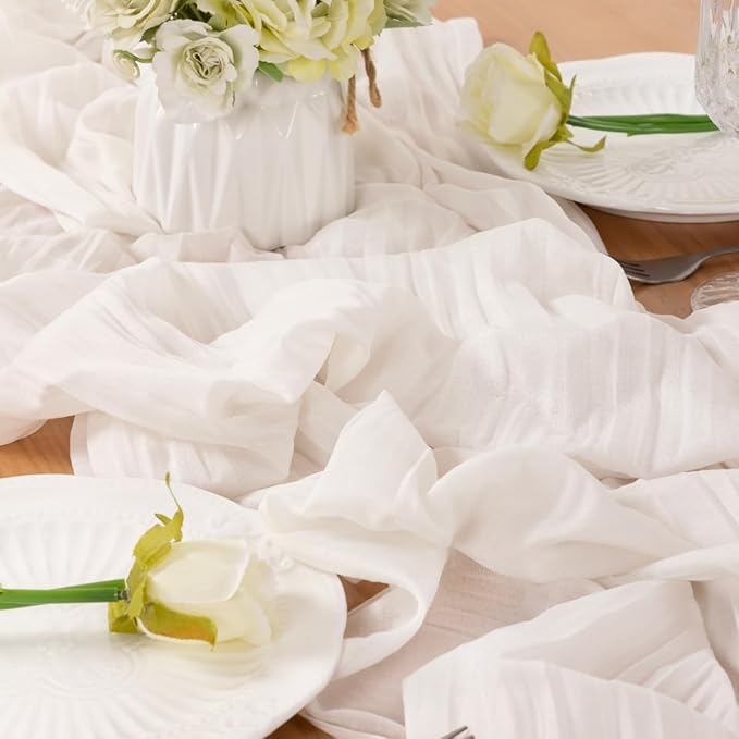Ivory Table Runner Cheesecloth Table Runner 4 Pack 10FT Farmhouse Table Runners - Image 4