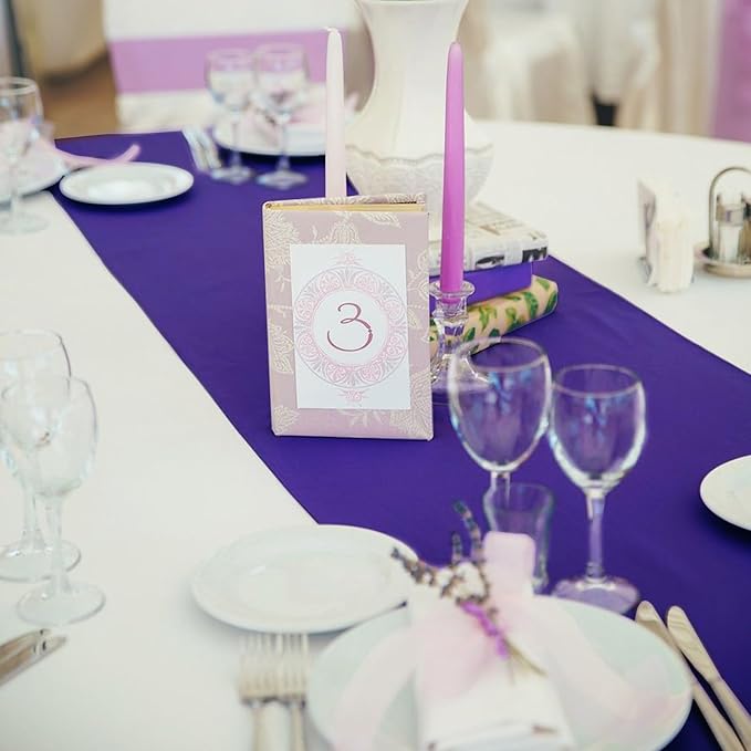 10 Pack Satin Table Runner 12 x 108 Inch Long Purple Silk Table Runner - Image 3