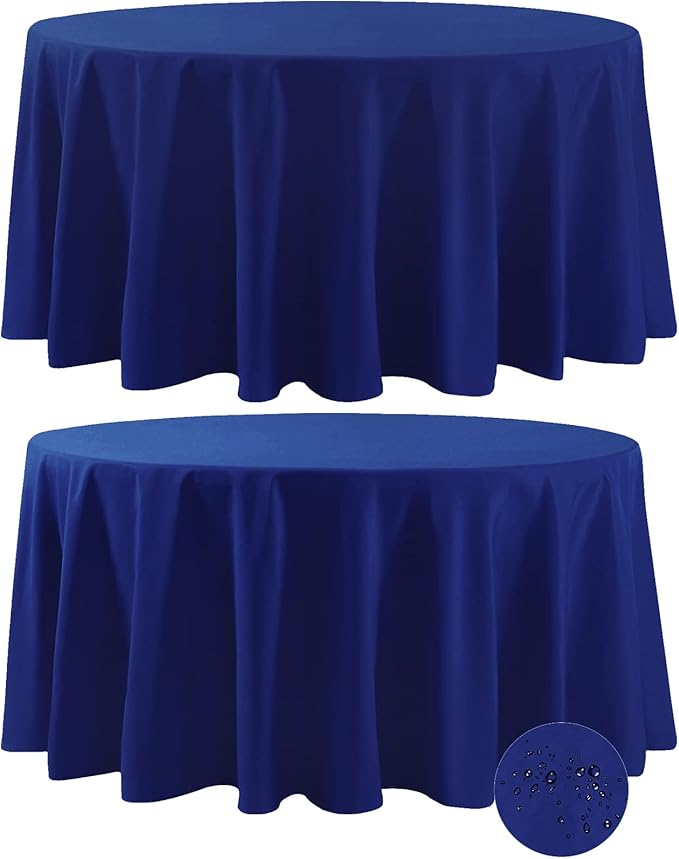 Fokitut 2 Pack Waterproof Round Tablecloth, 108 Inch, Stain Resistant and by BalsaCircle