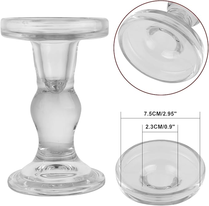 3-Piece Set of Glass Candlestick, Crystal Candlestick Holder Holder and Conical - Image 3