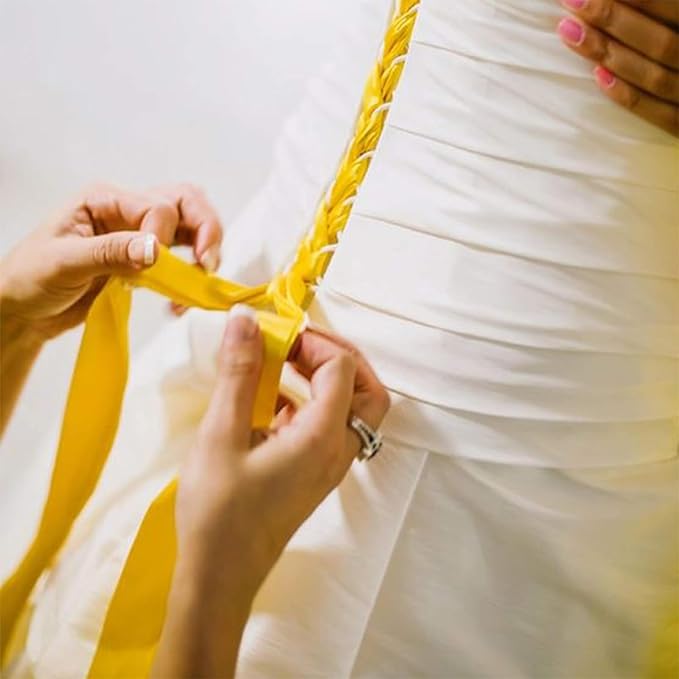 1 Inch Yellow Satin Ribbon 50 Yards Solid Fabric Ribbons - Image 4