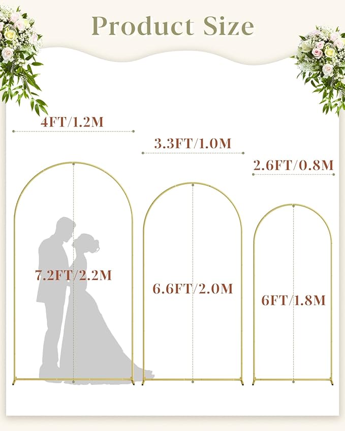 Wedding Arch Set of 3, Balloon Arch Stand Wedding Frame - Image 3