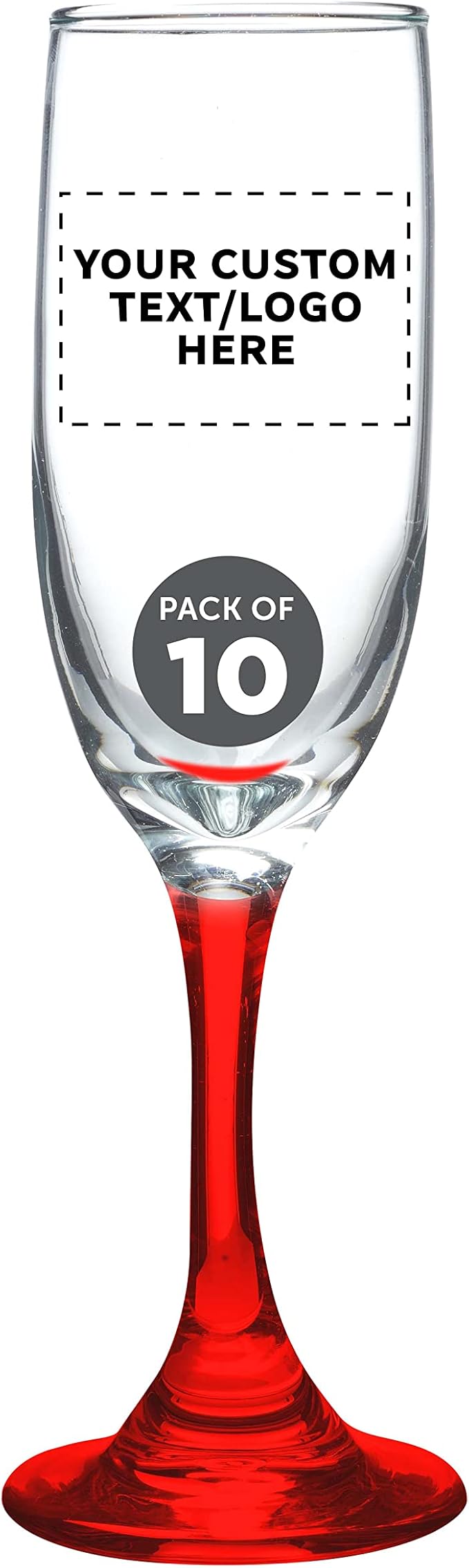 DISCOUNT PROMOS Custom Premiere Champagne Flutes 6.25 oz. Set of 10, by DISCOUNTPROMOS