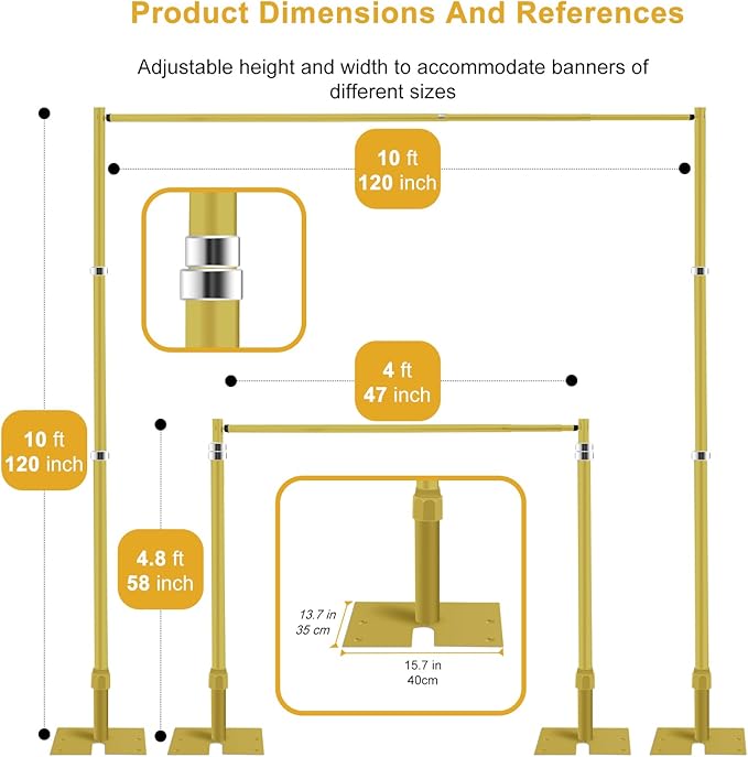 Jiang&Rong 10ft x 10ft Adjustable Backdrop Stand Kit - Image 2