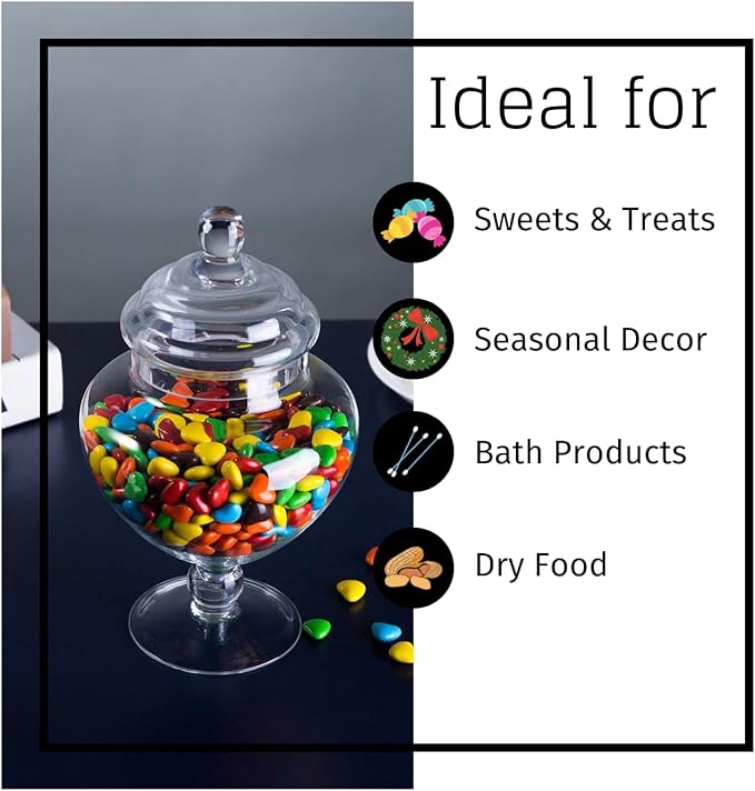Diamond Star Clear Glass Apothecary Jars, Heart Shape Small Candy Buffet - Image 4