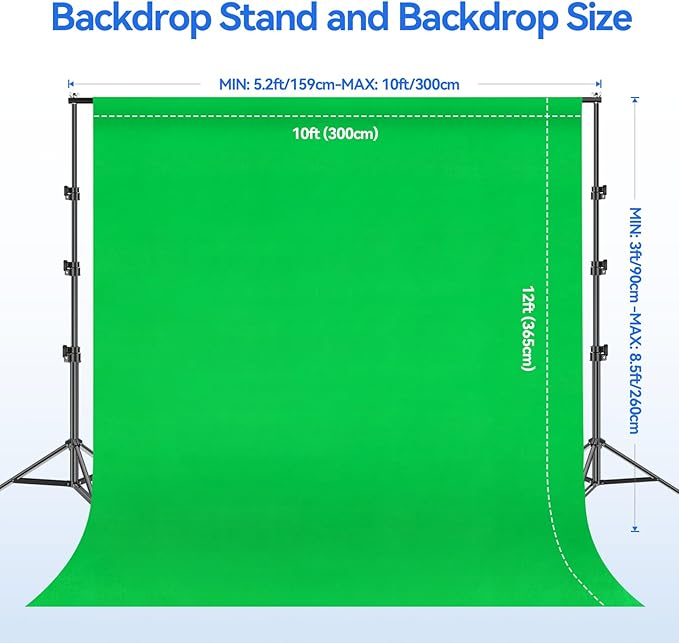 EMART Photo Video Studio 8.5 x 10ft Green Screen Backdrop Stand Kit, - Image 3