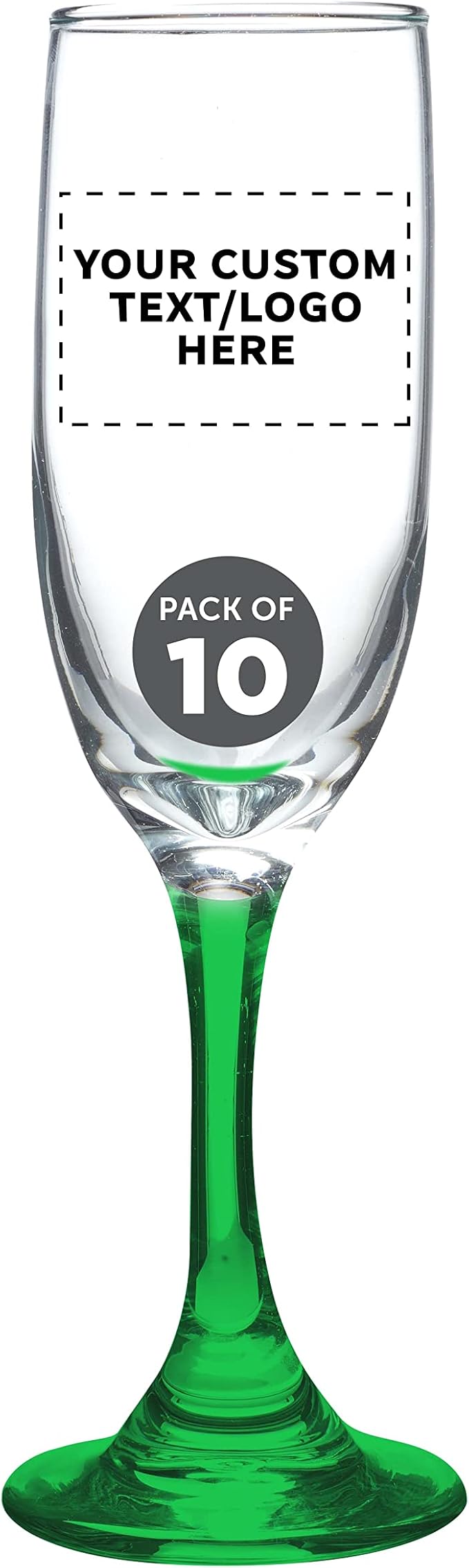 DISCOUNT PROMOS Custom Premiere Champagne Flutes 6.25 oz. Set of 10, by DISCOUNTPROMOS