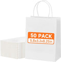 METAPRINT 50 Pack Small Gift Bags 5.8x3.2x8.25 Inch White Paper Bags by METAPRINT