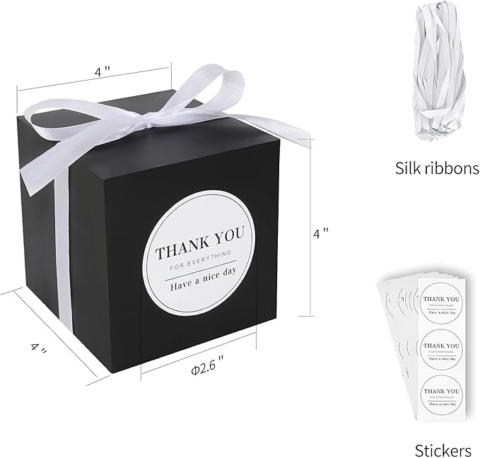 COTOPHER Small Gift Boxes 60 Pack 4x4x4 inches Black Gift Boxes - Image 3